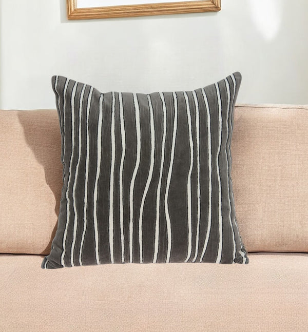 Homeroots 20" Gray Cotton Throw Pillow - Stylish Accent For Chairs, Sofas, And Beds - Durable Comfort & Texture   478562
