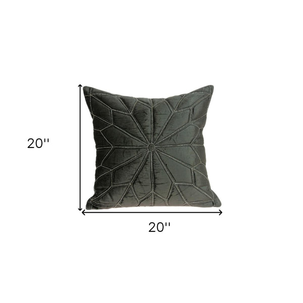 Homeroots 20" Gray Cotton Blend Throw Pillow - Stylish Accent For Sofa, Chair, Or Bed - Durable Decorative Comfort   478571