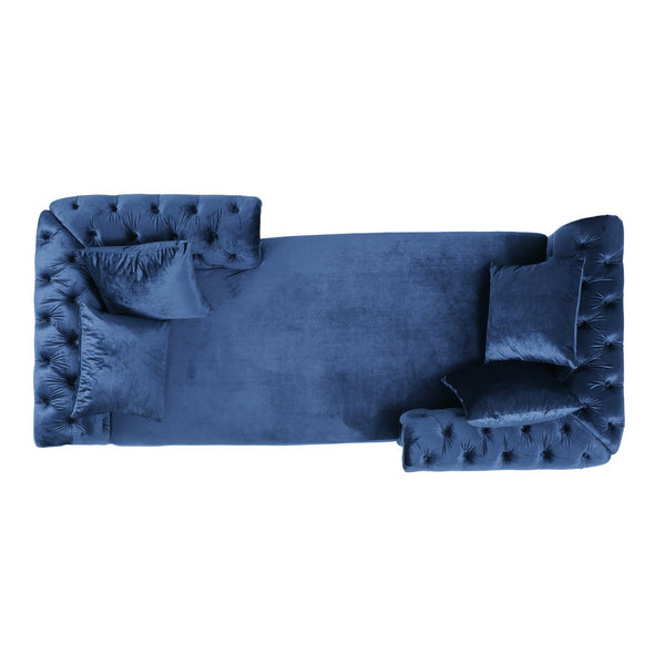 English Elm Christopher Knight Home® - Chaise Lounge Part - Elegant Navy Blue Velvet With Button-Tufted Design For Modern Comfort & Style 67581.00ANBLU