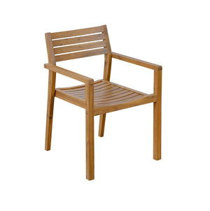 English Elm U_style Solid Acacia Wood Round Outdoor Dining Set Seats Four with Slatted Design Natural WY000475AAO