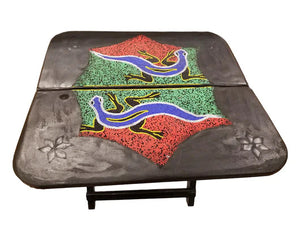 Homeroots 20" Dark Brown Solid Wood Nature Design Folding Portable End Table   478600