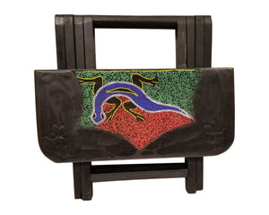 Homeroots 20" Dark Brown Solid Wood Nature Design Folding Portable End Table   478600