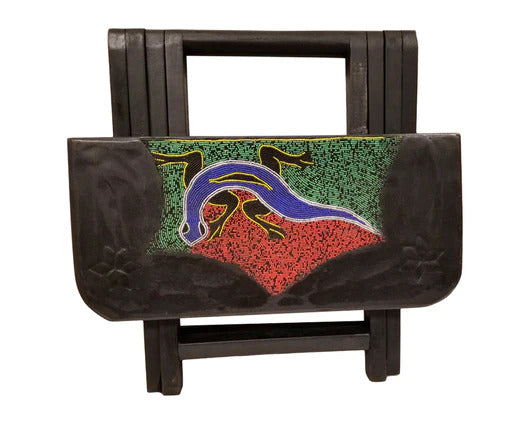 Homeroots 20" Dark Brown Solid Wood Nature Design Folding Portable End Table   478600