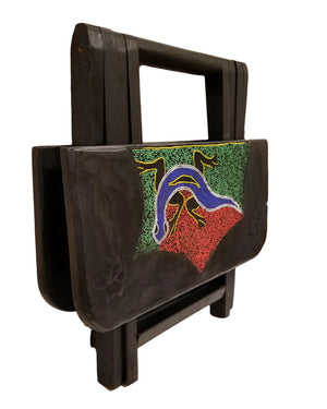 Homeroots 20" Dark Brown Solid Wood Nature Design Folding Portable End Table   478600