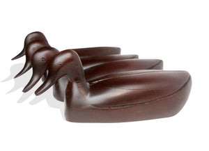 Homeroots Espresso Solid Teak Wood Handmade Duck Sculpture  Manufactured Wood 478602