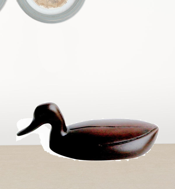 Homeroots Espresso Solid Teak Wood Handmade Duck Sculpture  Manufactured Wood 478602