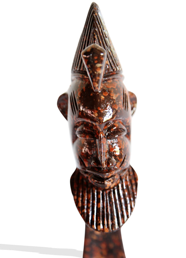 Homeroots 12" Brown Hand Painted Sculpture  Manufactured Wood 478603