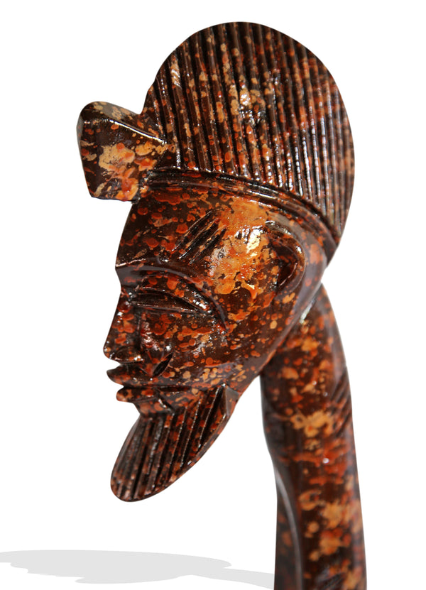 Homeroots 12" Brown Hand Painted Sculpture  Manufactured Wood 478603