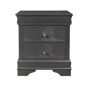 Homeroots 24" Gray Shagreen Two Drawer Solid Wood Nightstand   478604