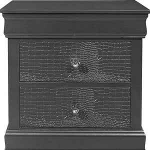 Homeroots 24" Gray Shagreen Two Drawer Solid Wood Nightstand   478604