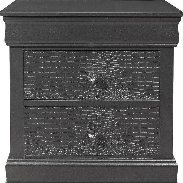 Homeroots 24" Gray Shagreen Two Drawer Solid Wood Nightstand   478604