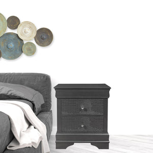 Homeroots 24" Gray Shagreen Two Drawer Solid Wood Nightstand   478604