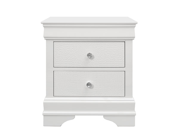 Homeroots 24" White Shagreen Two Drawer Solid Wood Nightstand   478605