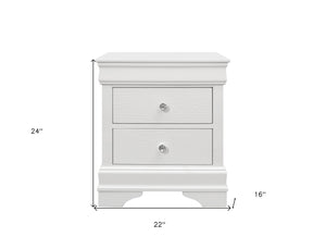 Homeroots 24" White Shagreen Two Drawer Solid Wood Nightstand   478605