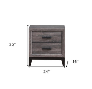 Homeroots 25" Gray Two Drawer Nightstand   478609