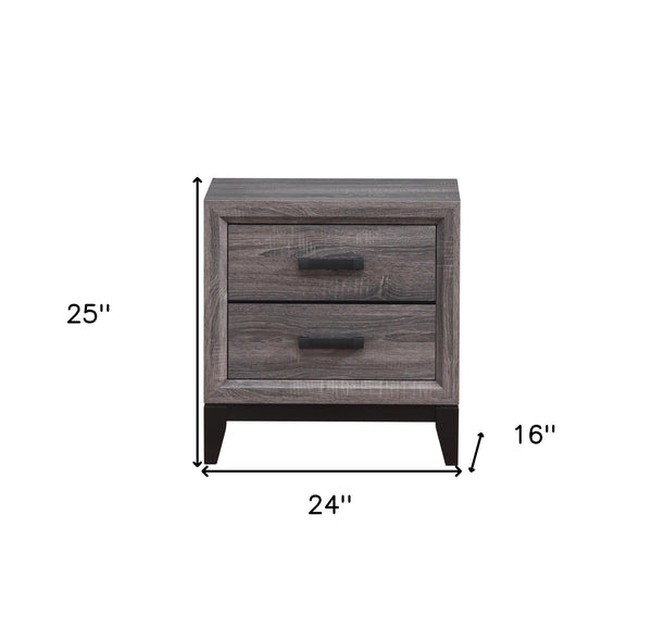 Homeroots 25" Gray Two Drawer Nightstand   478609