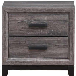 Homeroots 25" Gray Two Drawer Nightstand   478609