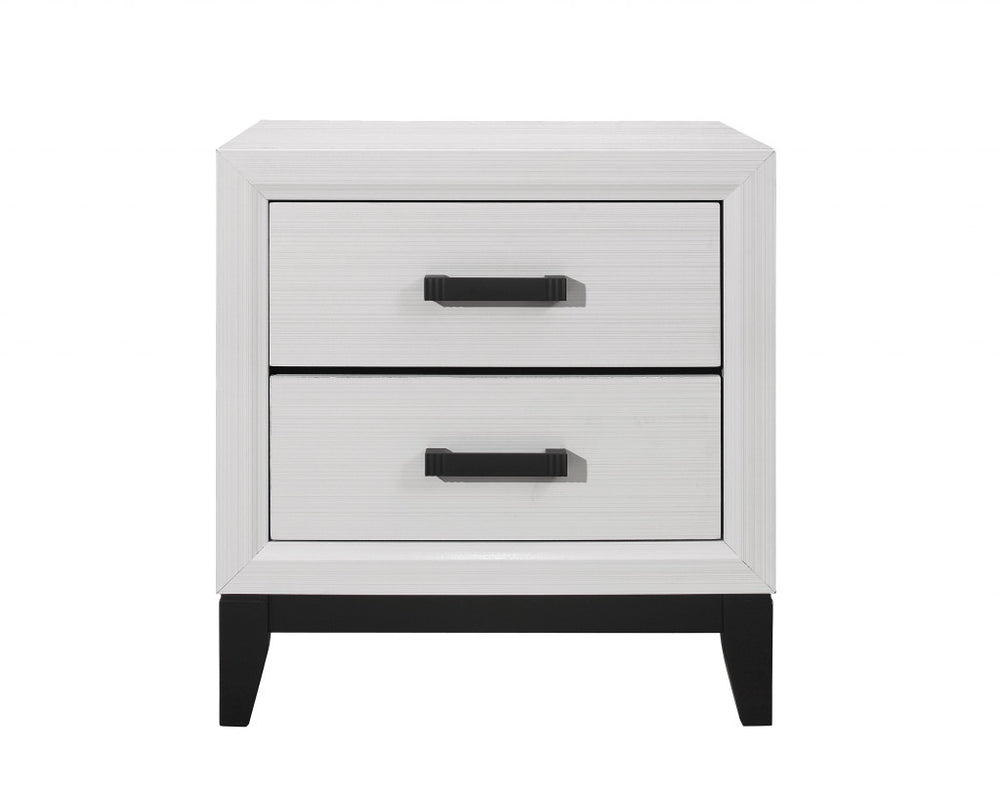 Homeroots 25" White Two Drawer Nightstand   478610