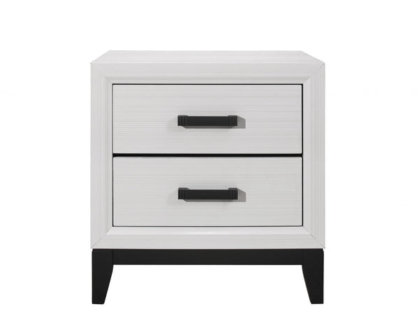 Homeroots 25" White Two Drawer Nightstand   478610