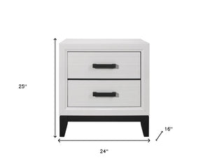 Homeroots 25" White Two Drawer Nightstand   478610