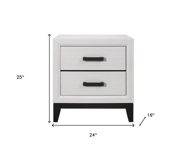 Homeroots 25" White Two Drawer Nightstand   478610