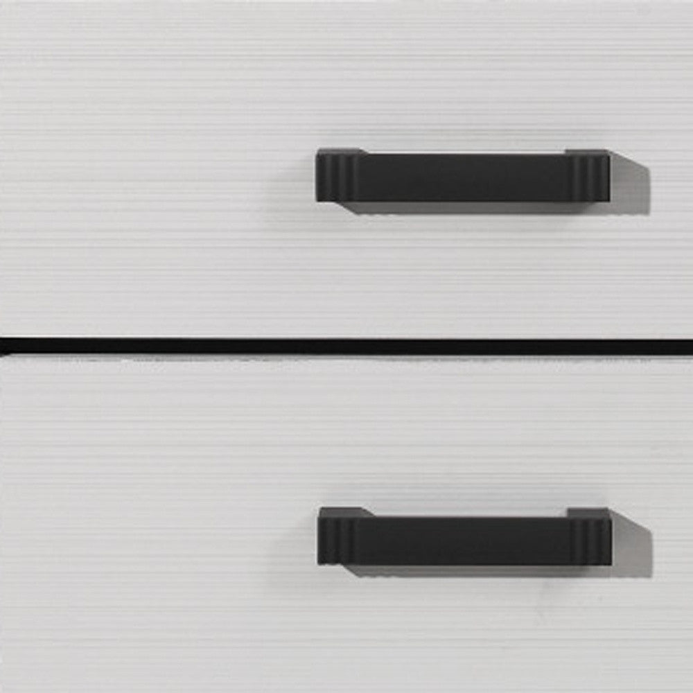 Homeroots 25" White Two Drawer Nightstand   478610