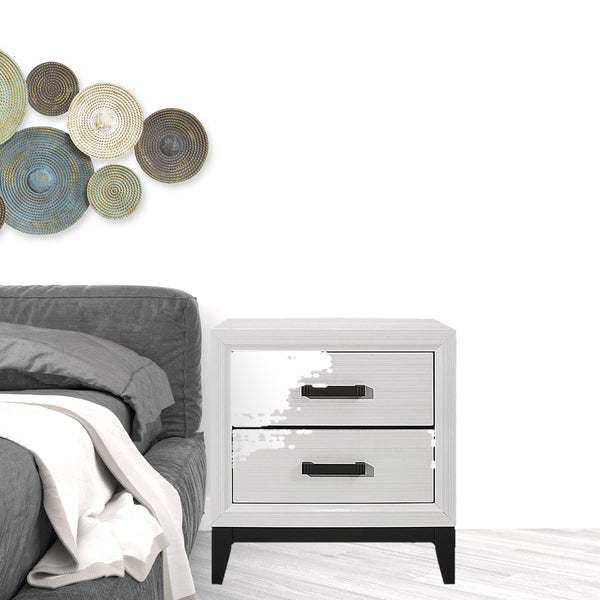 Homeroots 25" White Two Drawer Nightstand   478610