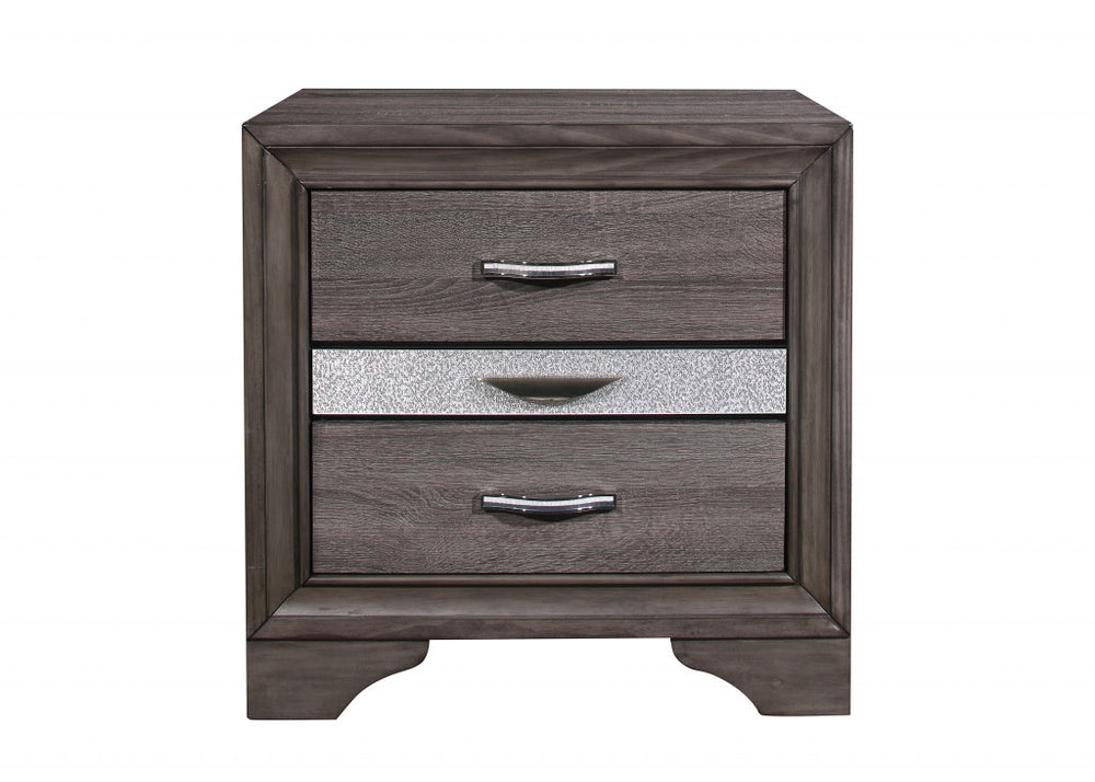 Homeroots 27" Gray Two Drawer Nightstand   478615