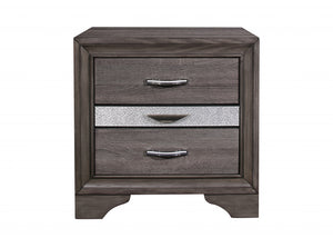 Homeroots 27" Gray Two Drawer Nightstand   478615