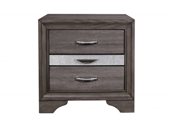 Homeroots 27" Gray Two Drawer Nightstand   478615