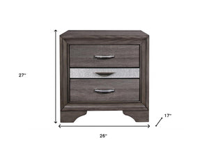Homeroots 27" Gray Two Drawer Nightstand   478615