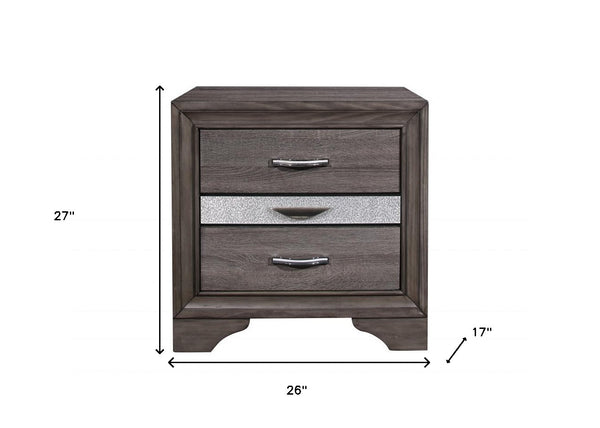 Homeroots 27" Gray Two Drawer Nightstand   478615
