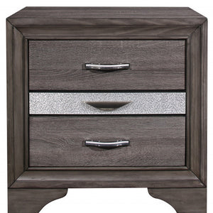 Homeroots 27" Gray Two Drawer Nightstand   478615