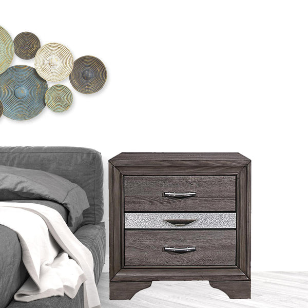 Homeroots 27" Gray Two Drawer Nightstand   478615