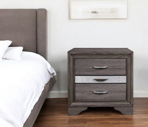 HomeRoots 27" Gray Wood Nightstand with Two Drawers - Elegant Bedside Storage, Fully Assembled & Stylish Design! 478615