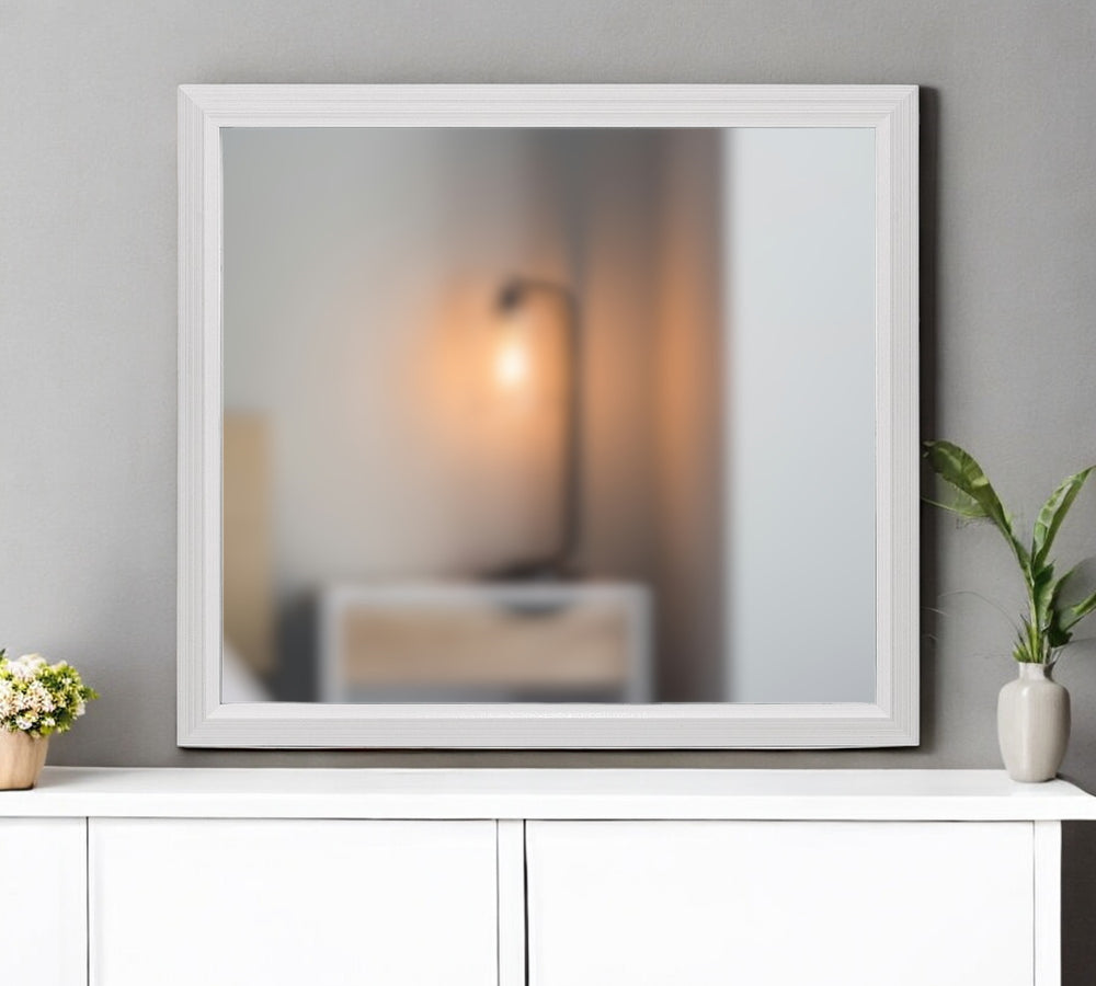 Homeroots 35" White Framed Dresser Mirror  Chip Board,Mdf,Plywood ,Paper Veneer 478619