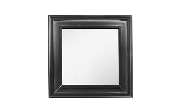 Homeroots 38" Gray Square Wood Framed Accent Mirror  Tropical Wood , Mdf 478623