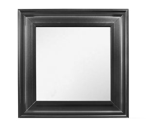 Homeroots 38" Gray Square Wood Framed Accent Mirror  Tropical Wood , Mdf 478623