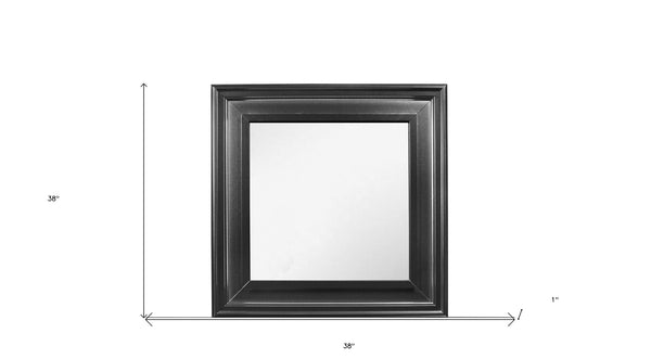 Homeroots 38" Gray Square Wood Framed Accent Mirror  Tropical Wood , Mdf 478623