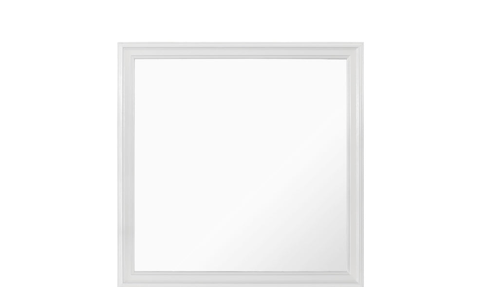 Homeroots 38" White Square Wood Framed Accent Mirror  Tropical Wood , Mdf 478624