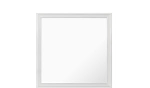 Homeroots 38" White Square Wood Framed Accent Mirror  Tropical Wood , Mdf 478624