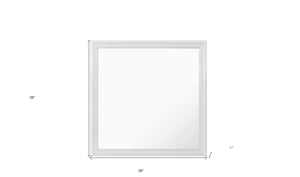 Homeroots 38" White Square Wood Framed Accent Mirror  Tropical Wood , Mdf 478624