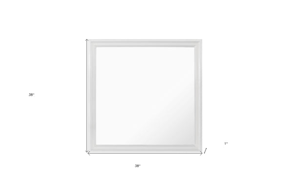 Homeroots 38" White Square Wood Framed Accent Mirror  Tropical Wood , Mdf 478624