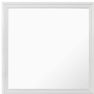 Homeroots 38" White Square Wood Framed Accent Mirror  Tropical Wood , Mdf 478624