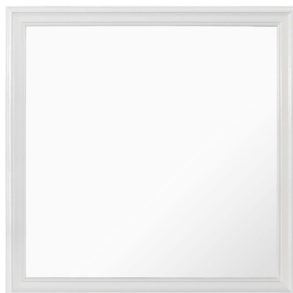 Homeroots 38" White Square Wood Framed Accent Mirror  Tropical Wood , Mdf 478624