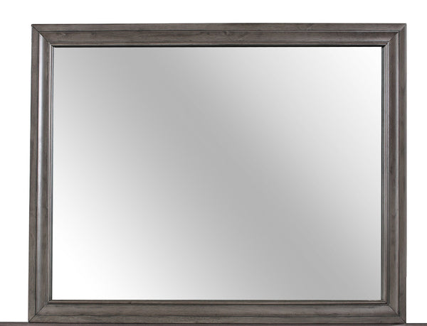 Homeroots 37" Gray Wood Framed Accent Mirror  Chip Board,Mdf,Plywood ,Paper Veneer 478625