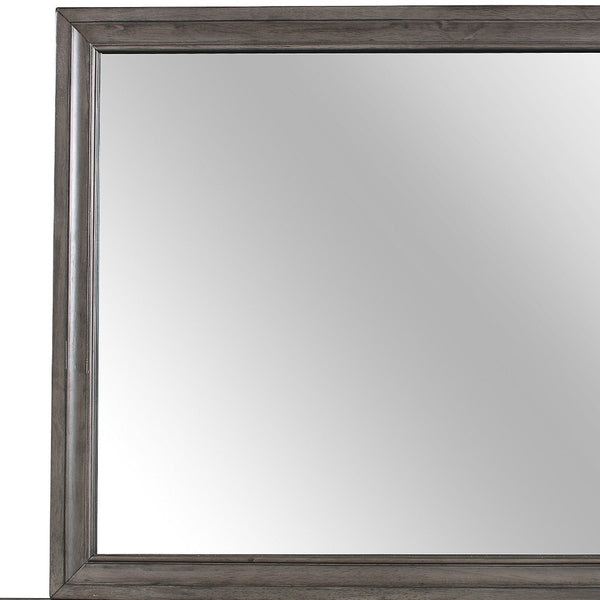 Homeroots 37" Gray Wood Framed Accent Mirror  Chip Board,Mdf,Plywood ,Paper Veneer 478625