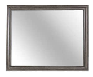 Homeroots 37" Gray Wood Framed Accent Mirror  Chip Board,Mdf,Plywood ,Paper Veneer 478625