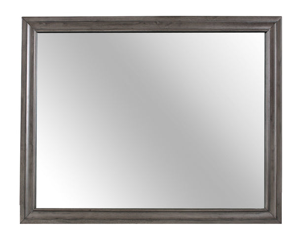 Homeroots 37" Gray Wood Framed Accent Mirror  Chip Board,Mdf,Plywood ,Paper Veneer 478625