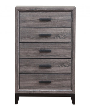 Homeroots 31" Grey Solid Wood Five Drawer Chest  Solid Wood 478637